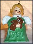 1991 Angel With Teddy Bear - Green  Tmk: None