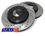 FRONT pair of OE-type DRILLED replacement brake rotors - 34 11 2 229 529/30