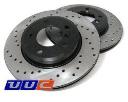 REAR pair of OE-type DRILLED/plated replacement brake rotors - 34 21 2 227 177/8