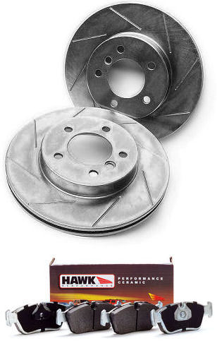 FRONT pair of OE-type slotted/plated replacement brake rotors - 34 11 1 164 539-1532